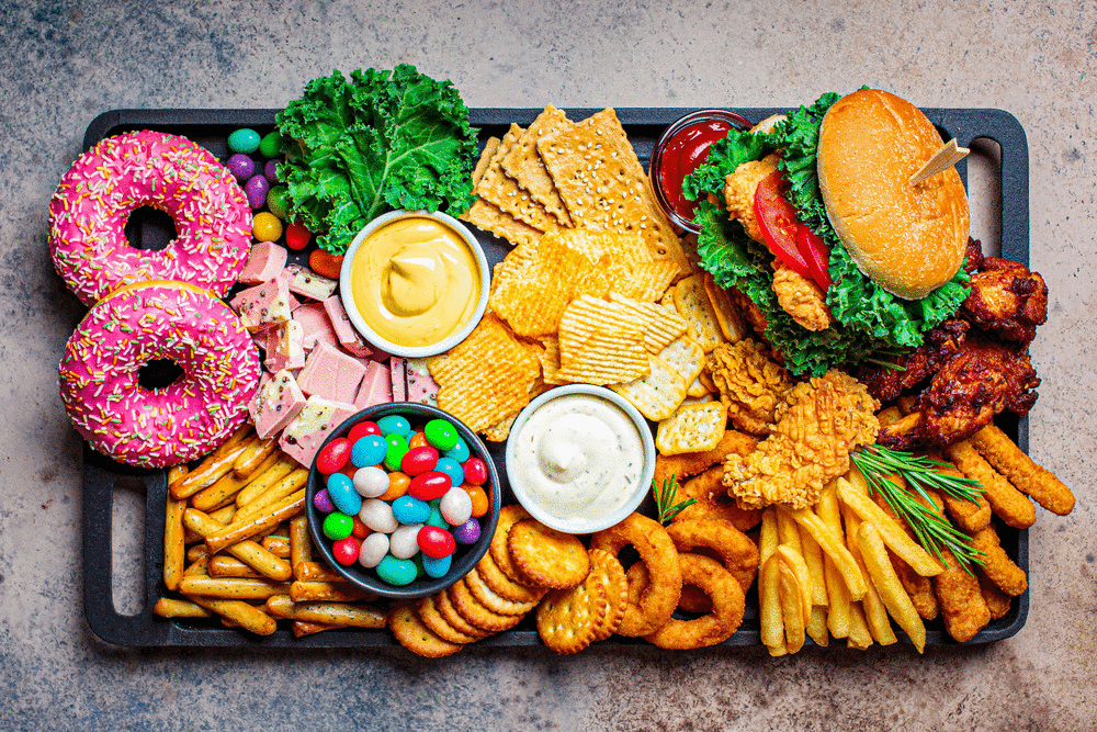 fast food platter. junk food concept